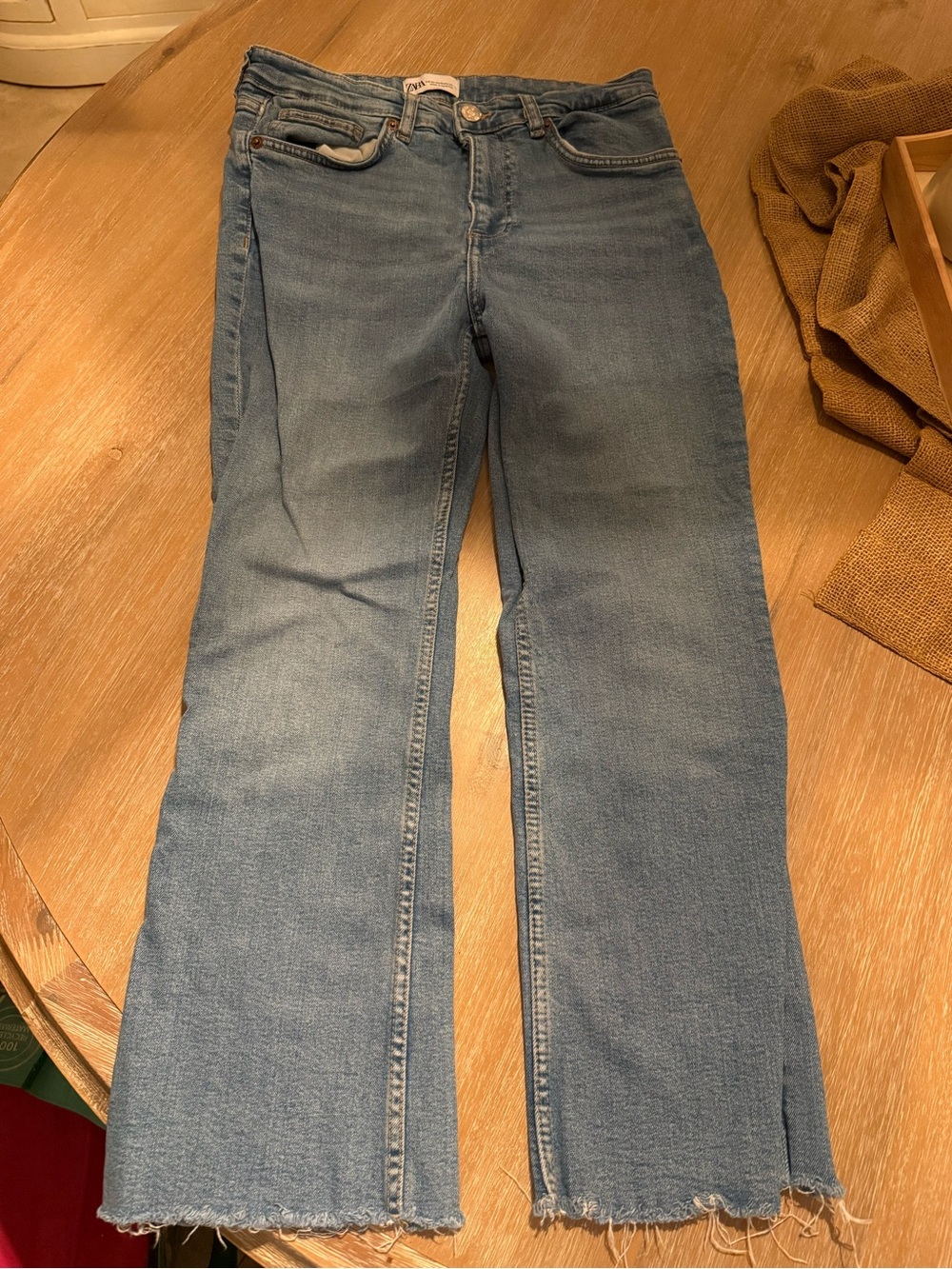 Zara Light Blue Denim Jeans with Button Detail